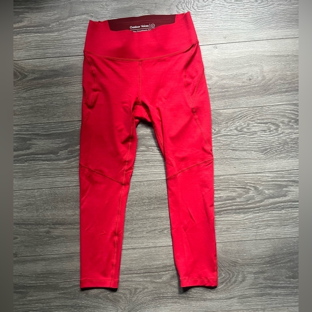 Outdoor Voices Red Cropped Yoga Workout Active Hike Run Pilates Leggings Size S